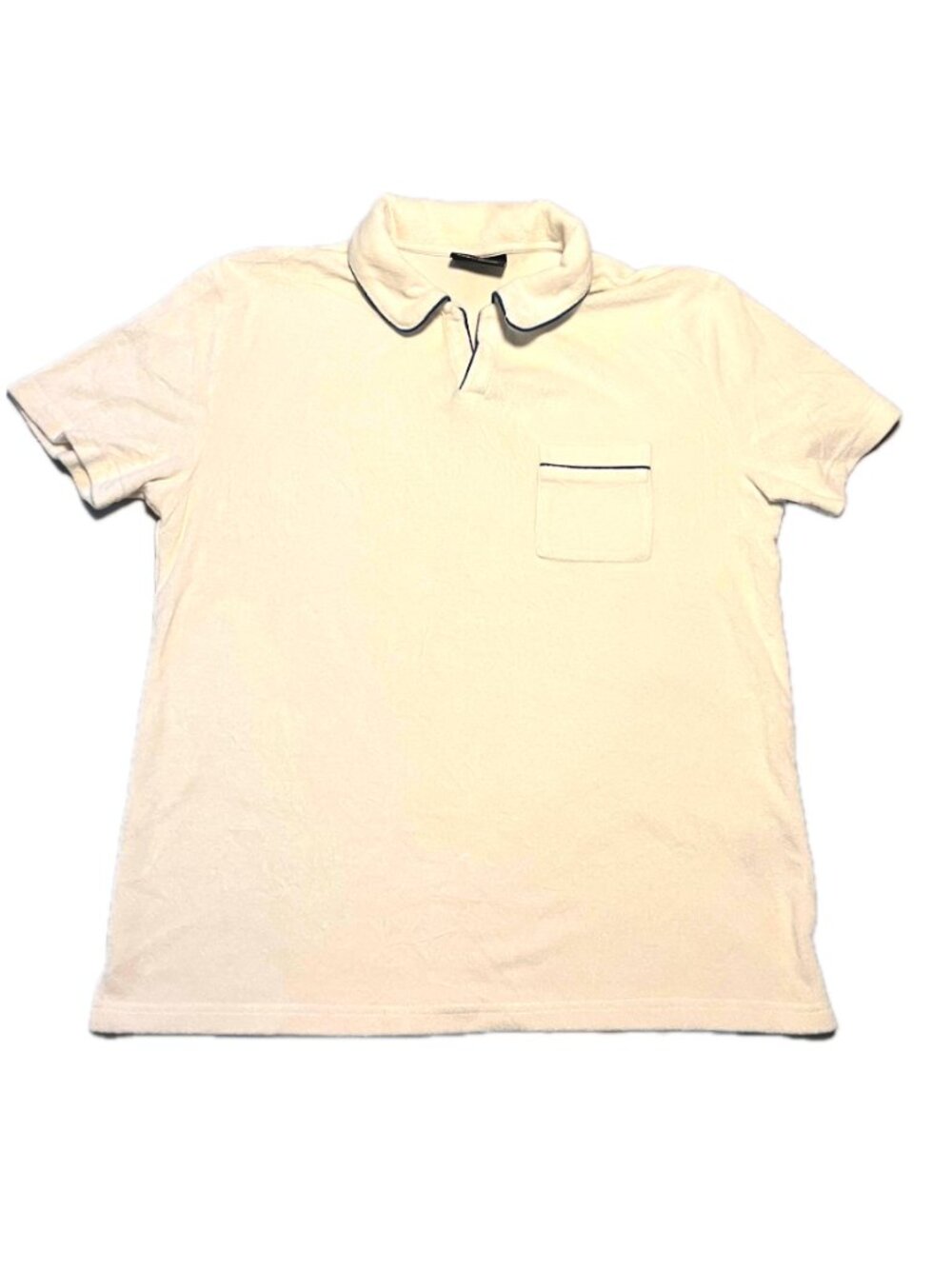 Le 31 Simons Men’s L White Terry Cloth Polo Shirt Organic Cotton Pocket